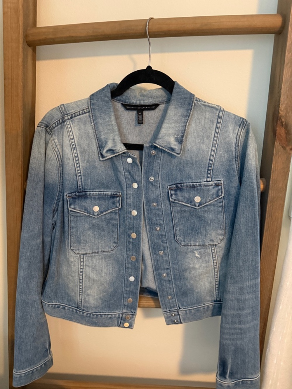 White House Black Market Light Blue Denim Jean Jacket